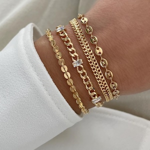18k Gold Filled Bracelet, Gold Bracelet, Bracelet Set, Dainty Bracelet, Gift For Her, Bracelets for Women, Rope Bracelet, Dainty Bracelet