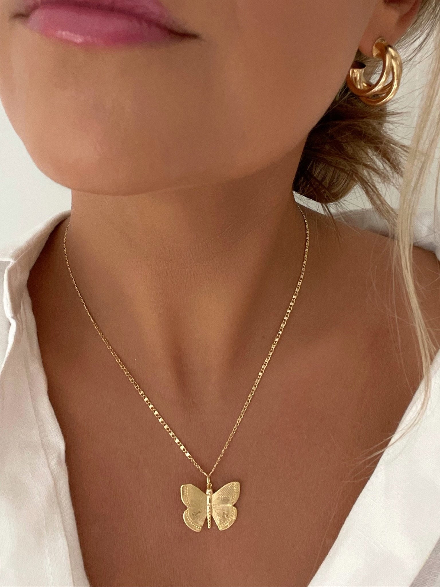 18k Gold Filled Butterfly Necklace, Butterfly Necklace, Gold Butterfly Necklace, Minimalist Necklace, Birthday Gift, Gift For Her, Monarch
