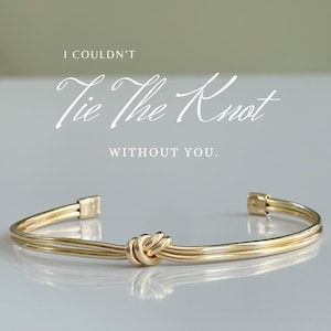 Tie the Knot Bracelet, 18k Gold Filled Knot Bracelet For Bridal Party, Gift For Bridesmaid Proposal, Mother Daughter Gift, Friendship Gift