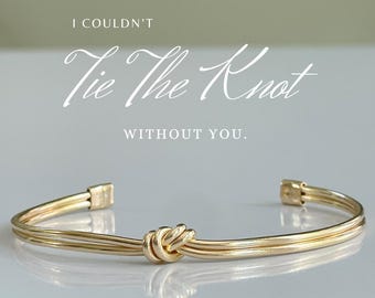 Tie the Knot Bracelet, 18k Gold Filled Knot Bracelet For Bridal Party, Gift For Bridesmaid Proposal, Mother Daughter Gift, Friendship Gift