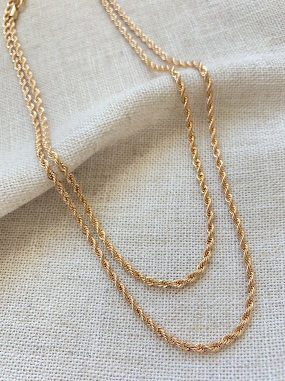 18K Yellow Gold Filled Rope Gold Rope Necklace For Men And Women