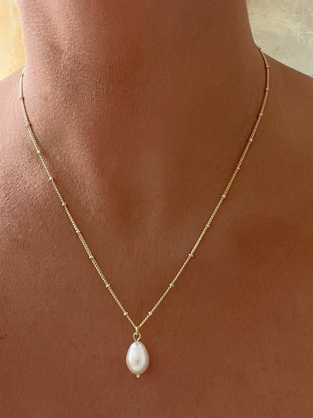 7MM SIMPLE PEARL NECKLACE - PINK