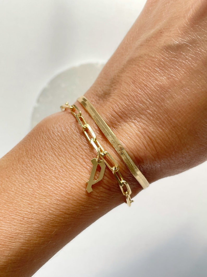 Gold Initial Bracelet Initial Bracelet Personalized Letter Etsy