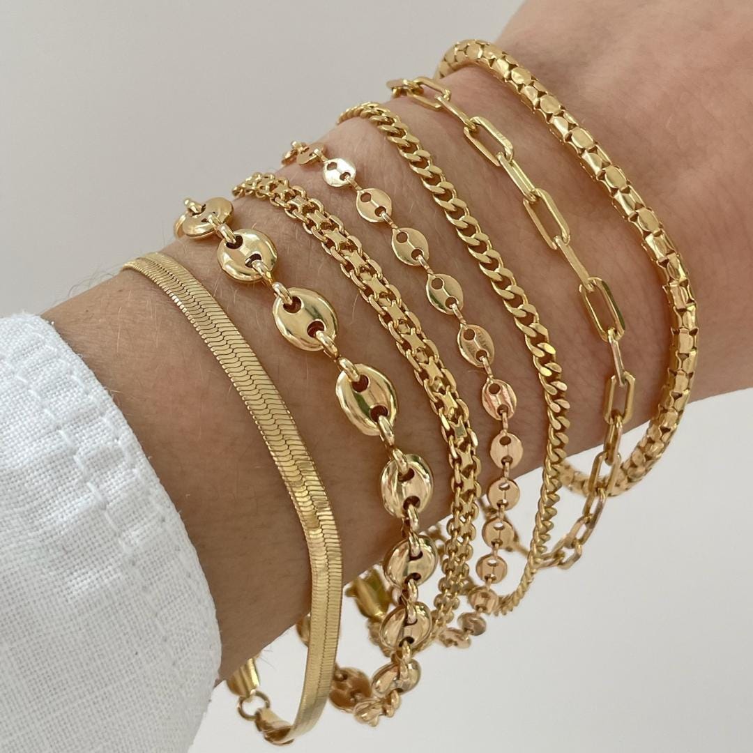 18K Gold Chain Bracelet, Gold Filled Bracelet, Gold Bracelets, Dainty Bracelet, Paperclip Chain, Gift Idea, Chain Bracelet, Gift For Mom