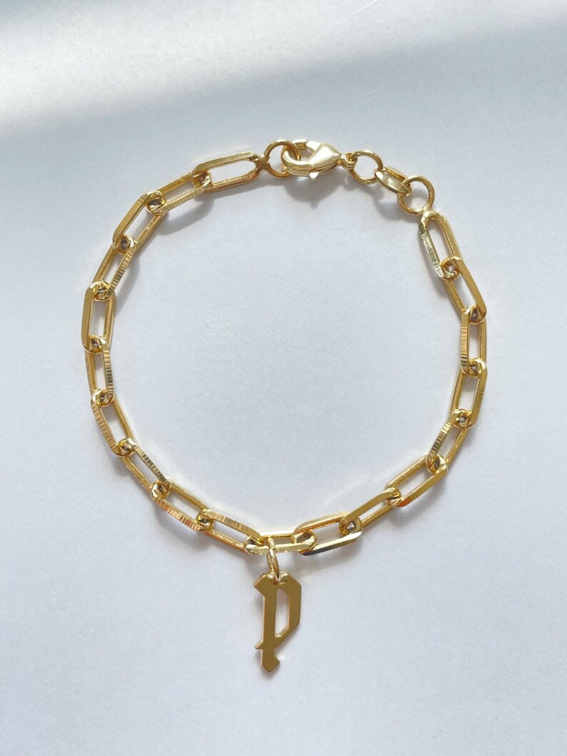 Gold Initial Bracelet Initial Bracelet Personalized Letter Etsy