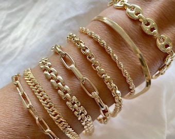18K Gold Chain Bracelet, Gold Filled Bracelet, Gold Bracelets, Paperclip Chain, Rope Chain, Gift Idea, Chain Bracelet, Dainty Bracelet,