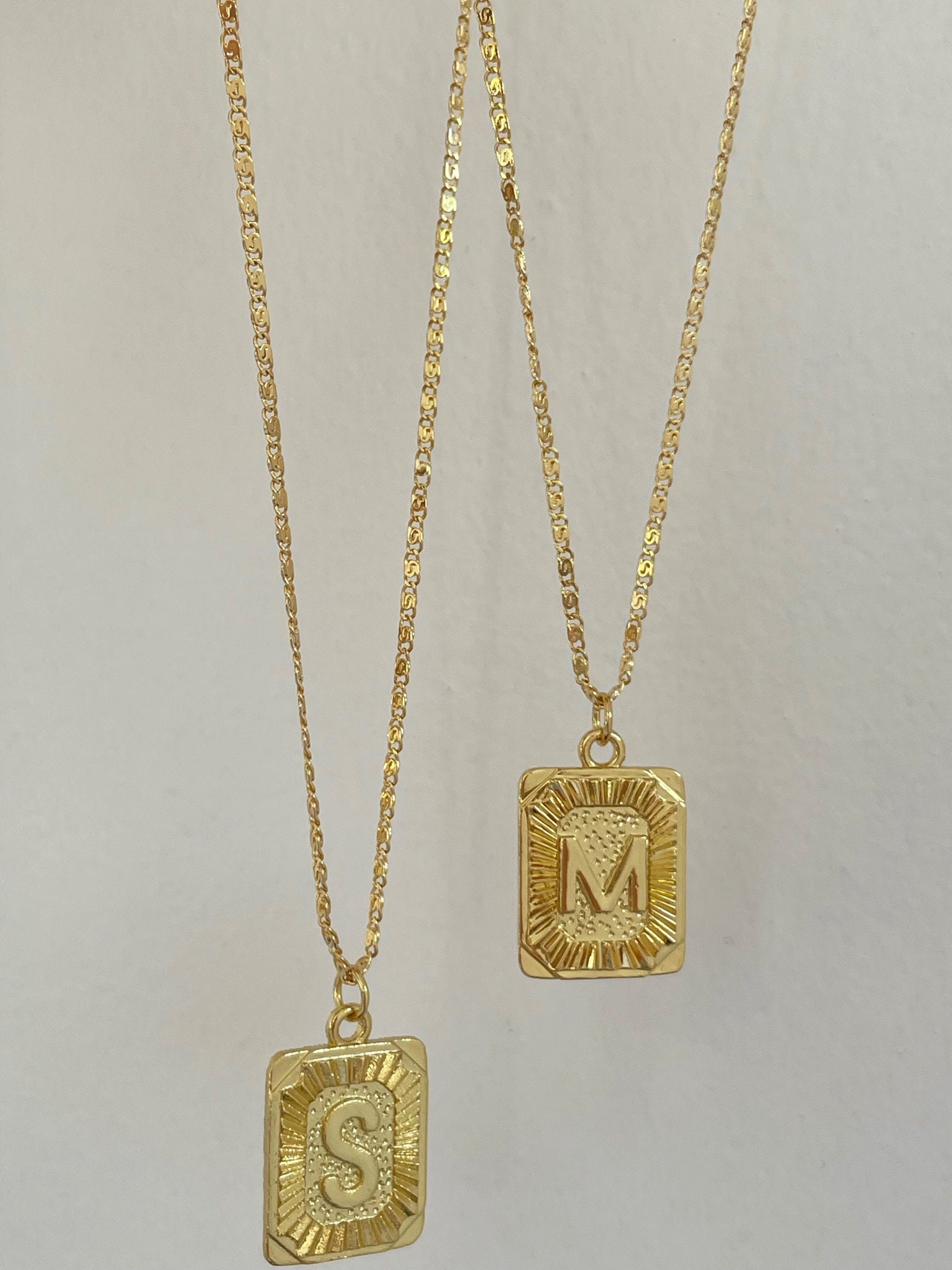 18K Gold Filled Initial Necklace Gold Letter Necklace Gold Etsy