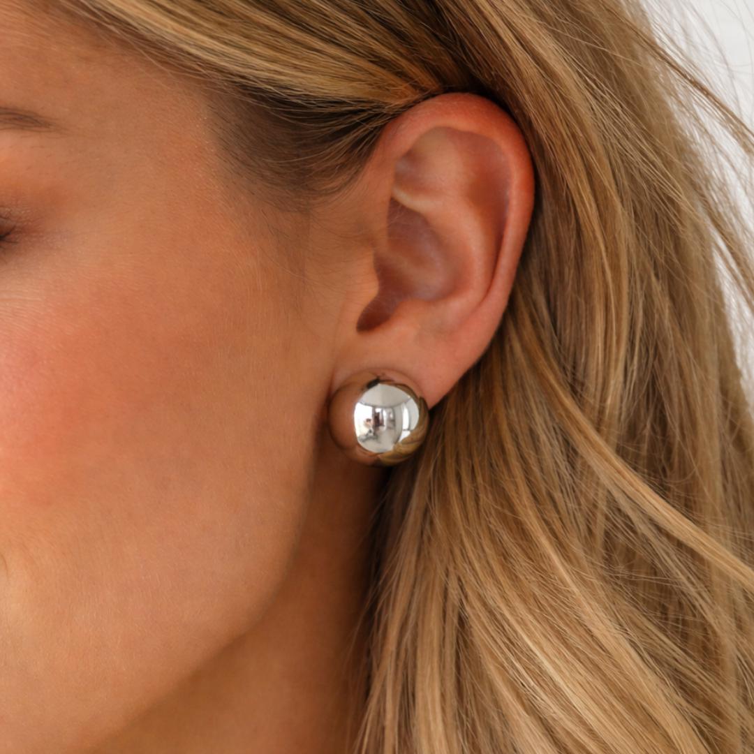 Silver Statement Earrings Dome - Etsy display picture 1