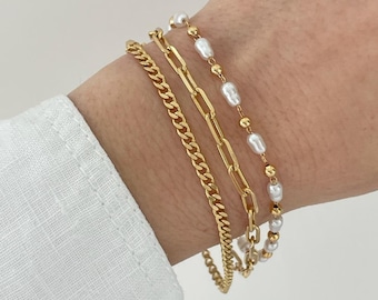 18k Gold Pearl Bracelet, Pearl Beaded Bracelet, Dainty Gold Bracelet, Simple Pearl, Layering Bracelet, Bridesmaid Gift, Gift For Her