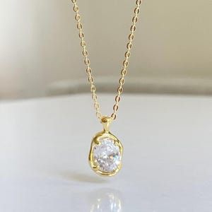 Diamond Necklace, Dainty Necklace, Diamond Pendant, Layering Necklace, Gold Necklace, Gift For Her, CZ Necklace, Anniversary Gift, Birthday