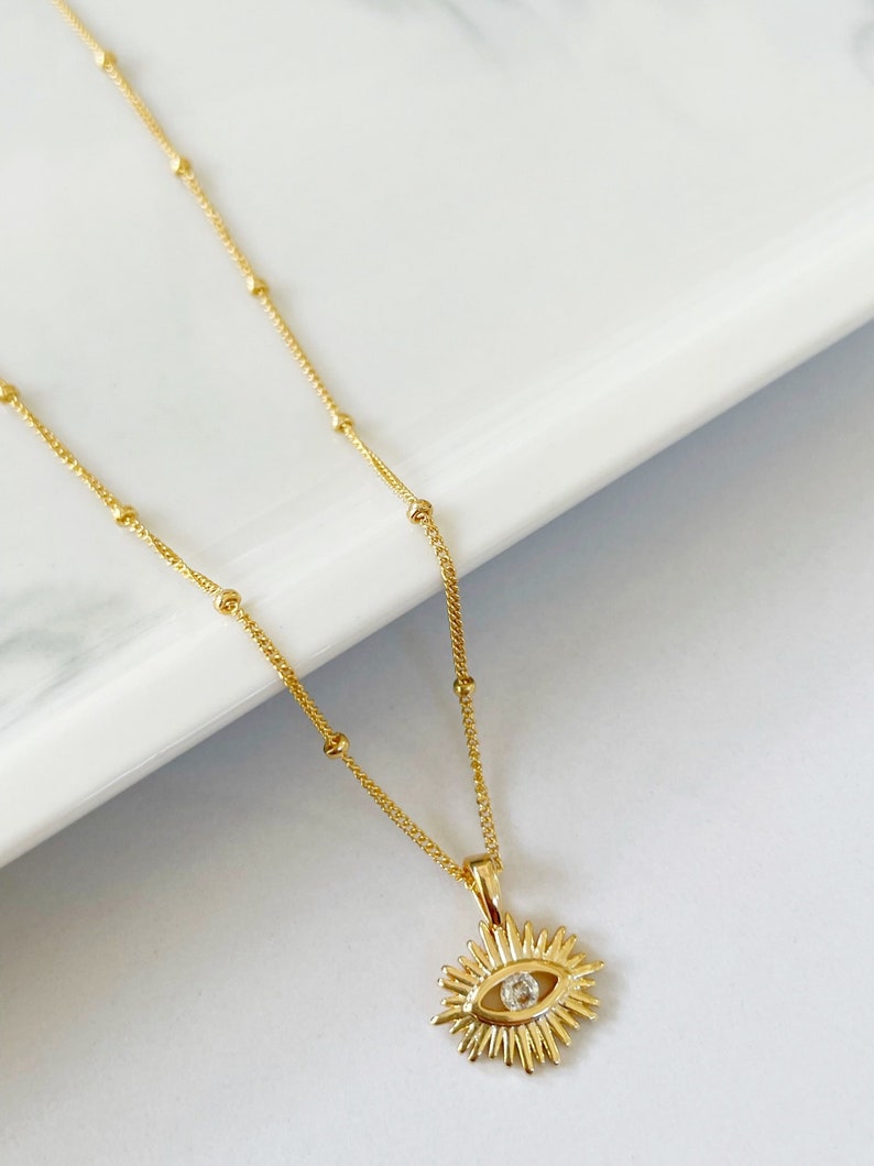 Gold Evil Eye Necklace, Minimalist Necklace, Evil Eye Charm, Gift for ...