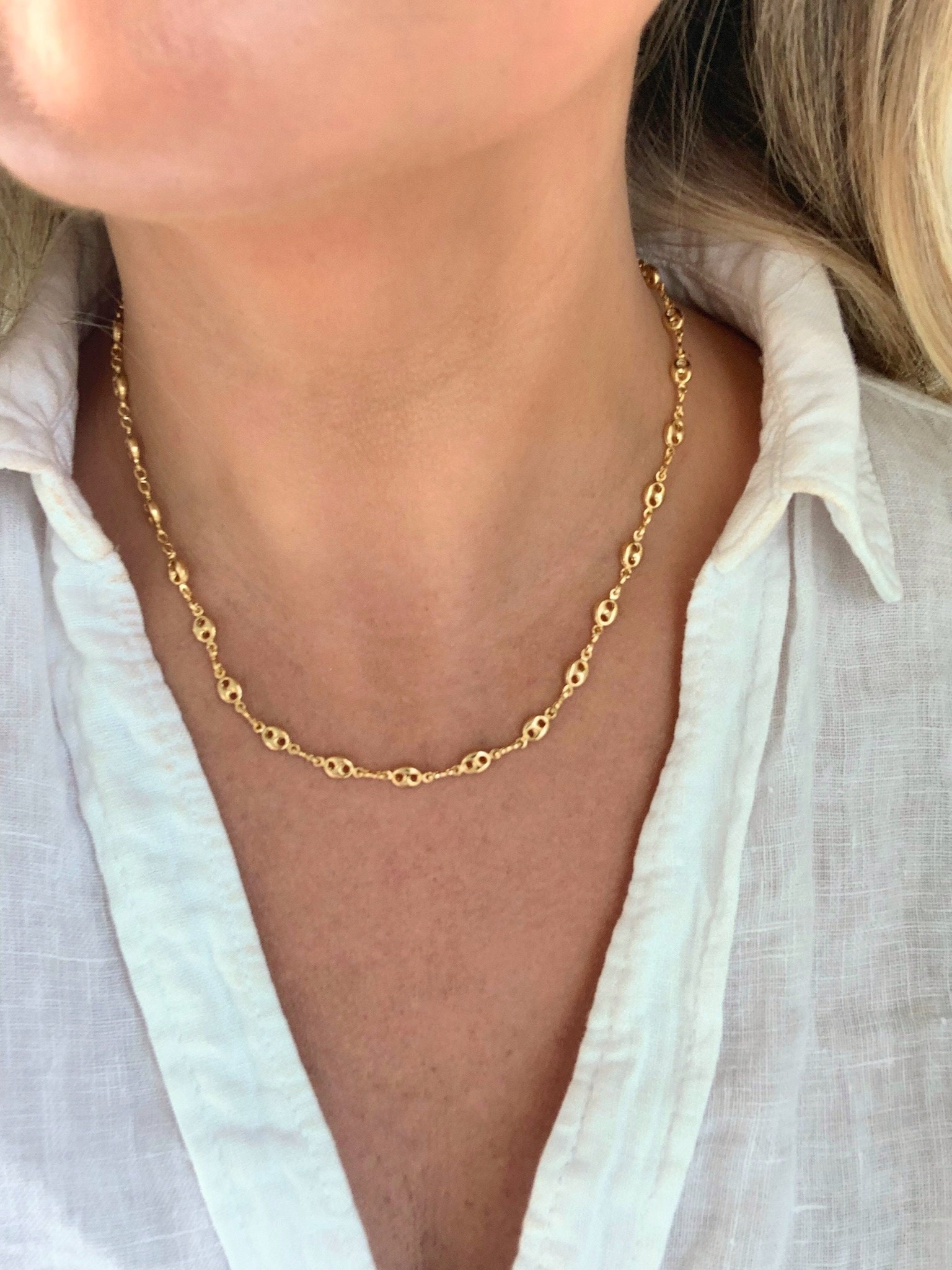 Repurposed Vintage XL Gucci Gold GG Chunky Choker Necklace