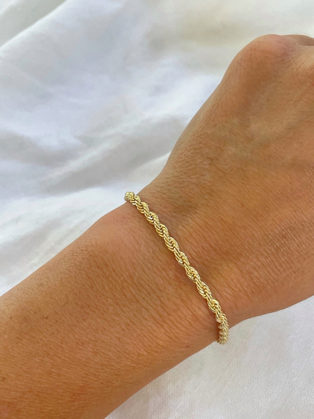 18k Gold Rope Bracelet, Gold Filled Bracelet, Rope Bracelet, Gift for ...
