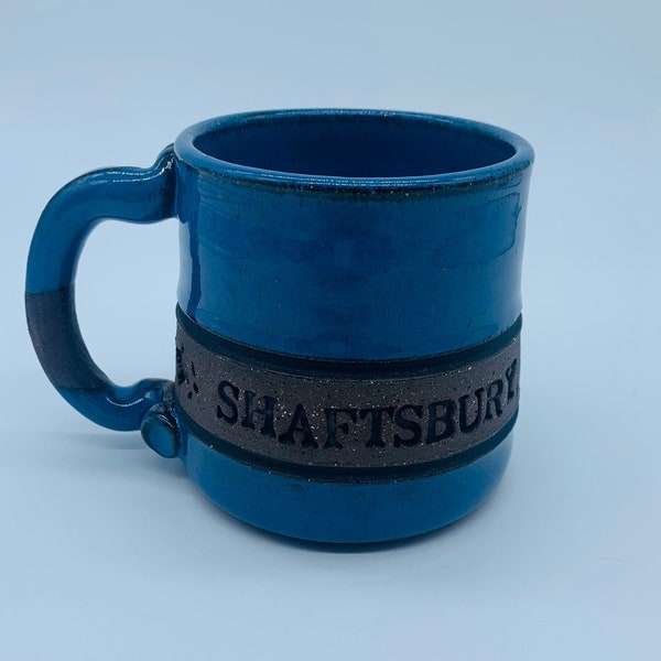 Earthworks Pottery Mug Blue Stoneware Shaftsbury Vermont Est 1761 Coffee Cup