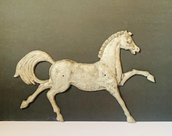 Vintage Antique Horse Weathervane Galloping Horse Metal Tin Trotter Equestrian Wall Decor