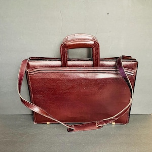Vintage Briefcase Brown Burgundy Leather Retro Attaché Case Vintage Messenger Bag