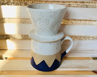 Ceramic Pour Over Coffee Maker – Retro Hand Drip Cone, Single Serve For Travel, Camping & Home