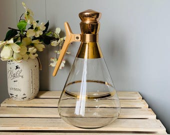 Vintage Pyrex Coffee Pot Glass Carafe Copper Rose 22K Gold MCM Retro Kitchen