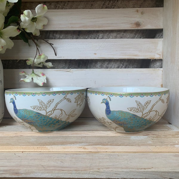 222 5th Peacock Garden Set Of 2 Cereal Bowls