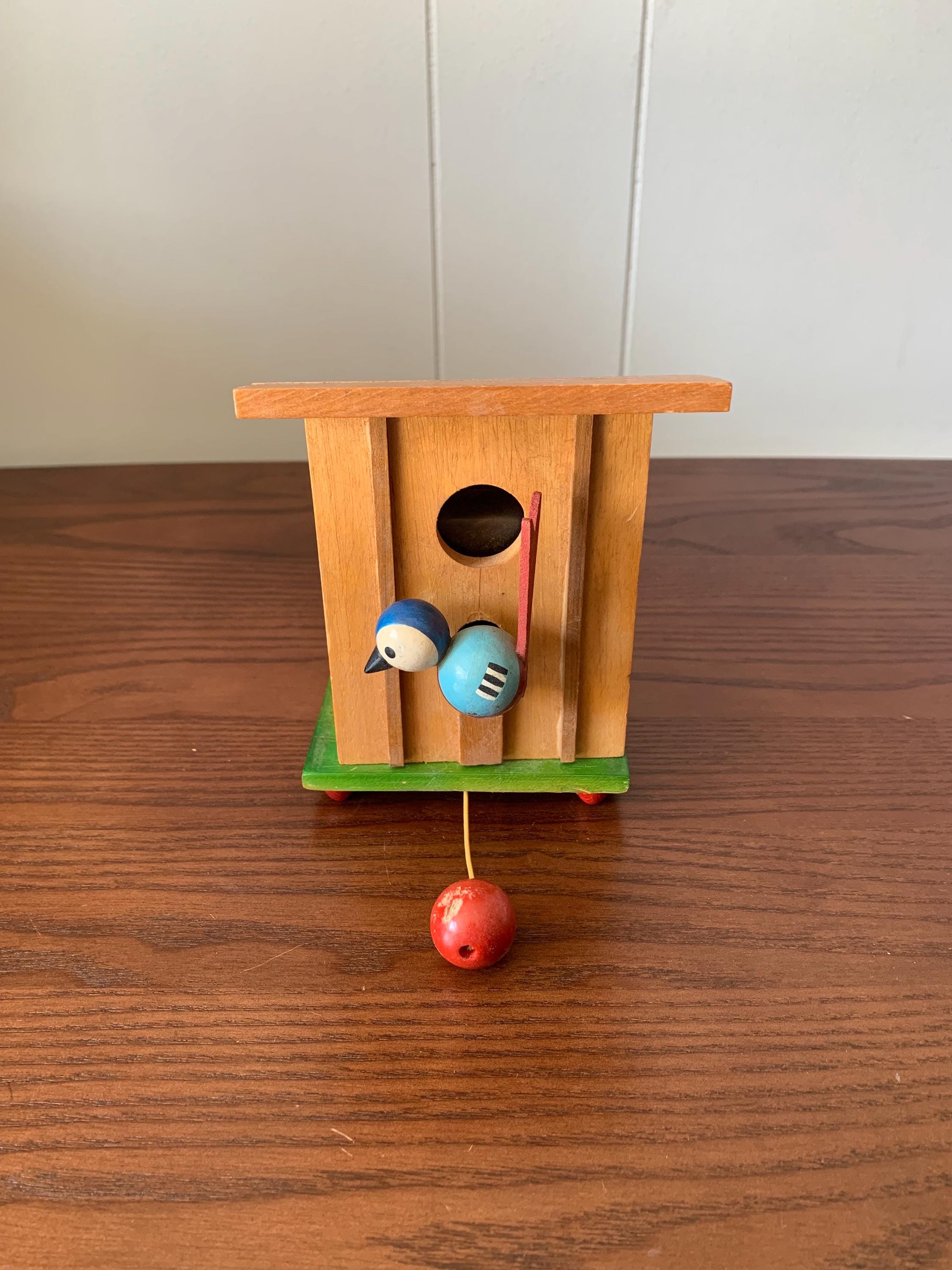Vintage Reuge Music Bird House Wooden Animated Bird Made in