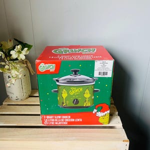 Der Grinch 2 Quart Schongarer Neue Offene Box Dr. Seuss Fun Whimsical Küchengerät Grün Herr Grinch