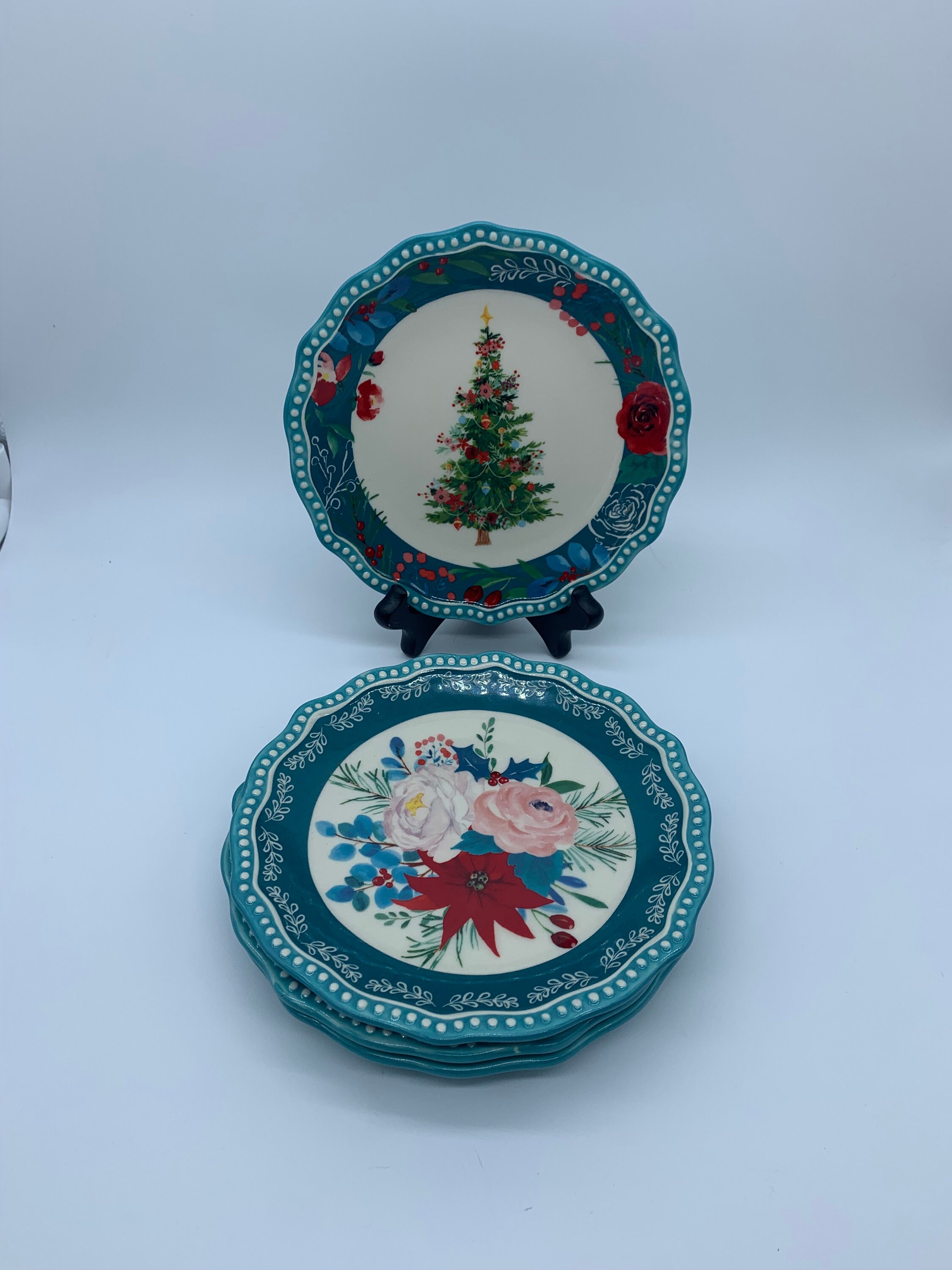 Pioneer Woman Wishful Winter Blue Appetizer Plates Set of - Main Image