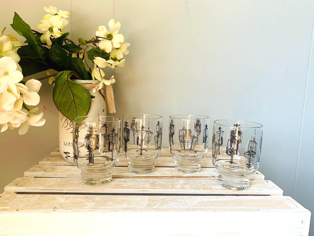 Vintage Phoenix Bar Glasses MCM Lanterns Design Set of 4 Groovy Mod ...