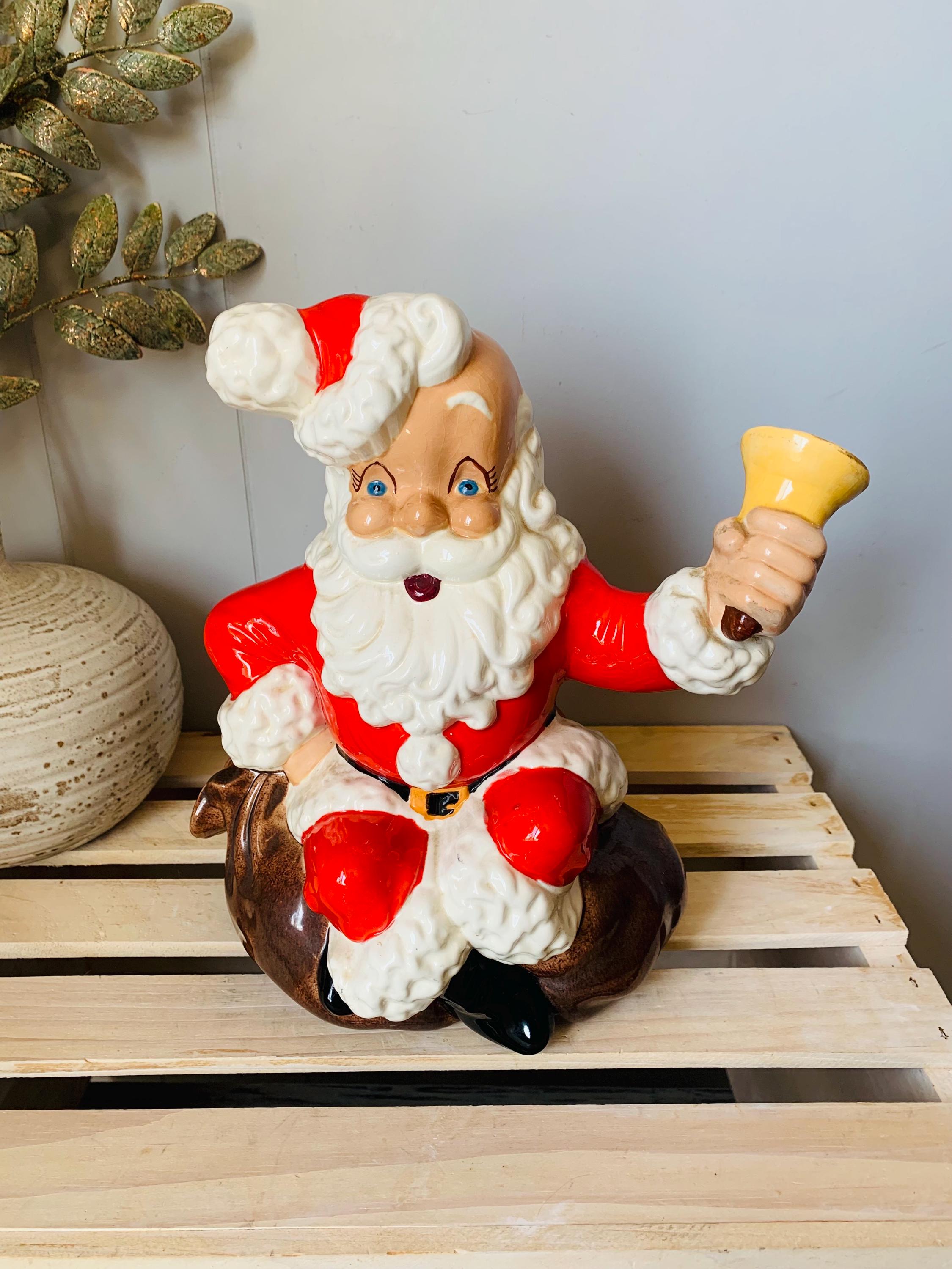 サンタクロース置き物 クリスマスインテリア ヴィンテージクリスマス ヴィンテージ陶器サンタの置物：1960年代のアトランティックモールド製