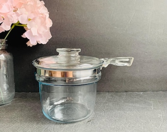 Vintage Pyrex Flameware Glass Pot Double Boiler 6283 NO INNER POT