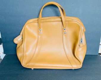 Vintage American Tourister Large Carry On Gold/Yellow Tote Luggage Travel Case
