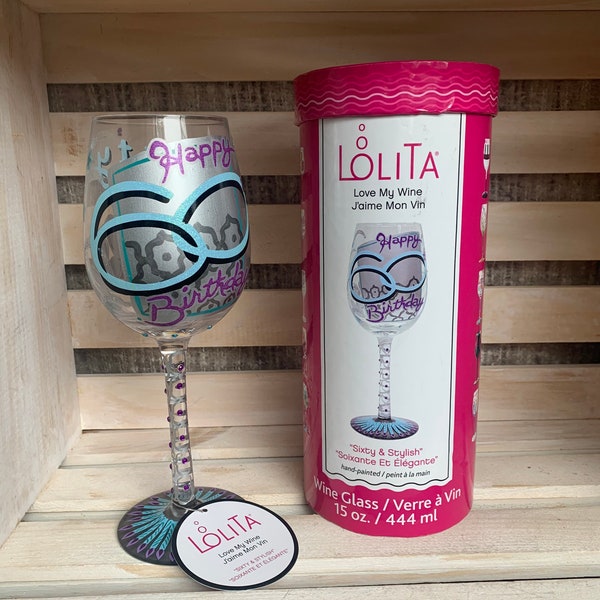 Lolita Wine Glass Sixty And Stylish 15 Ounce Love My Wine 60th Birthday Gift