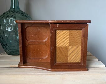 Vintage Wood Dresser Valet: Men's Jewelry Box Organizer