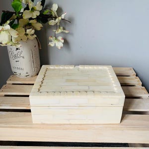 Weiße Stein Schmuckschatulle Schmuckstück Stash Box Weiß Dekor