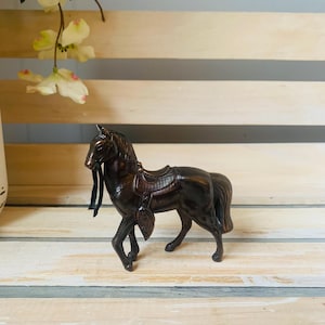 Vintage Horse Cast Metal Riding Horse 3 1/2 x 3 1/2 Bronze Copper Figure Equestrian Cowboy Horse Racing Decor