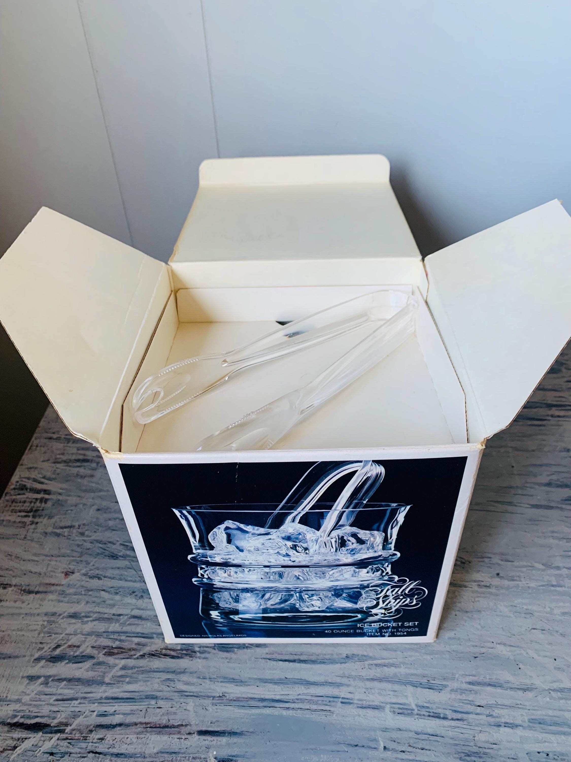 Colony Tall Ships Glass Ice Bucket With Tongs Original Label With Box ...