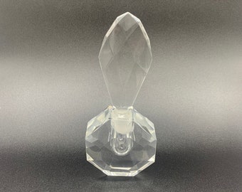 Vintage Perfume Bottle Crystal Geometric Cut Glass Elegant Boudoir Vanity