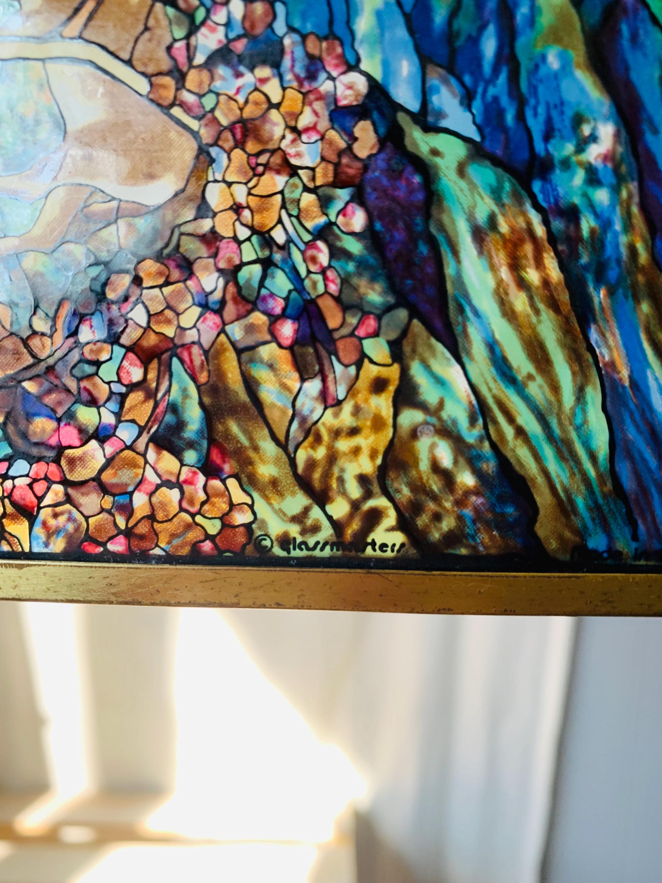 Glass Masters Tiffany Style Fawn & Stream Stained Glass Suncatcher