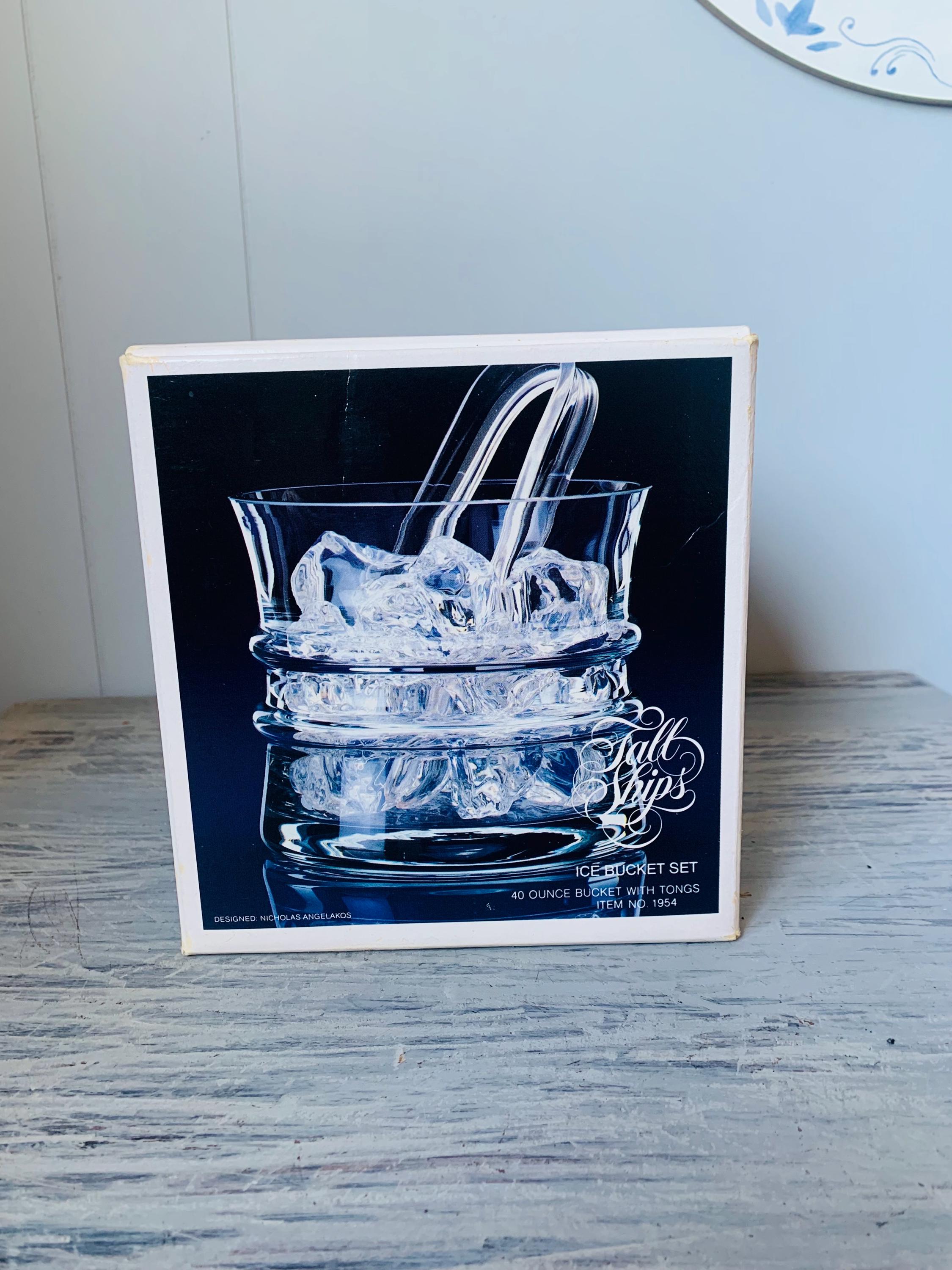 Colony Tall Ships Glass Ice Bucket With Tongs Original Label With Box ...