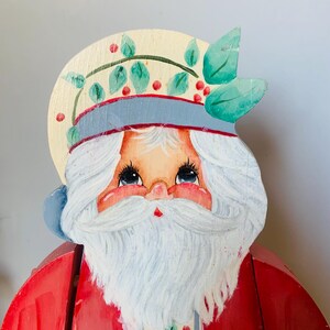 Folk Art Santa Wood Moveable Arms Vintage Christmas Display Hand ...