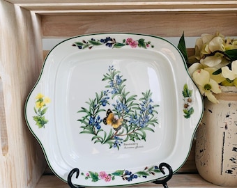 Piatto da torta quadrato o da portata al rosmarino di Royal Worcester Herbs