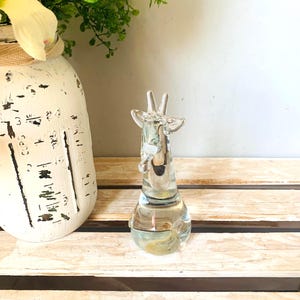Art Glass Giraffe Figurine 5” Clear Glass Display Piece Zoo Safari Animals