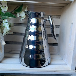 Vintage Thermos Stronglas Hot Cold Drink Jug Cream Enamel and Chrome Coffee  Carafe Bedside Water Carafe 