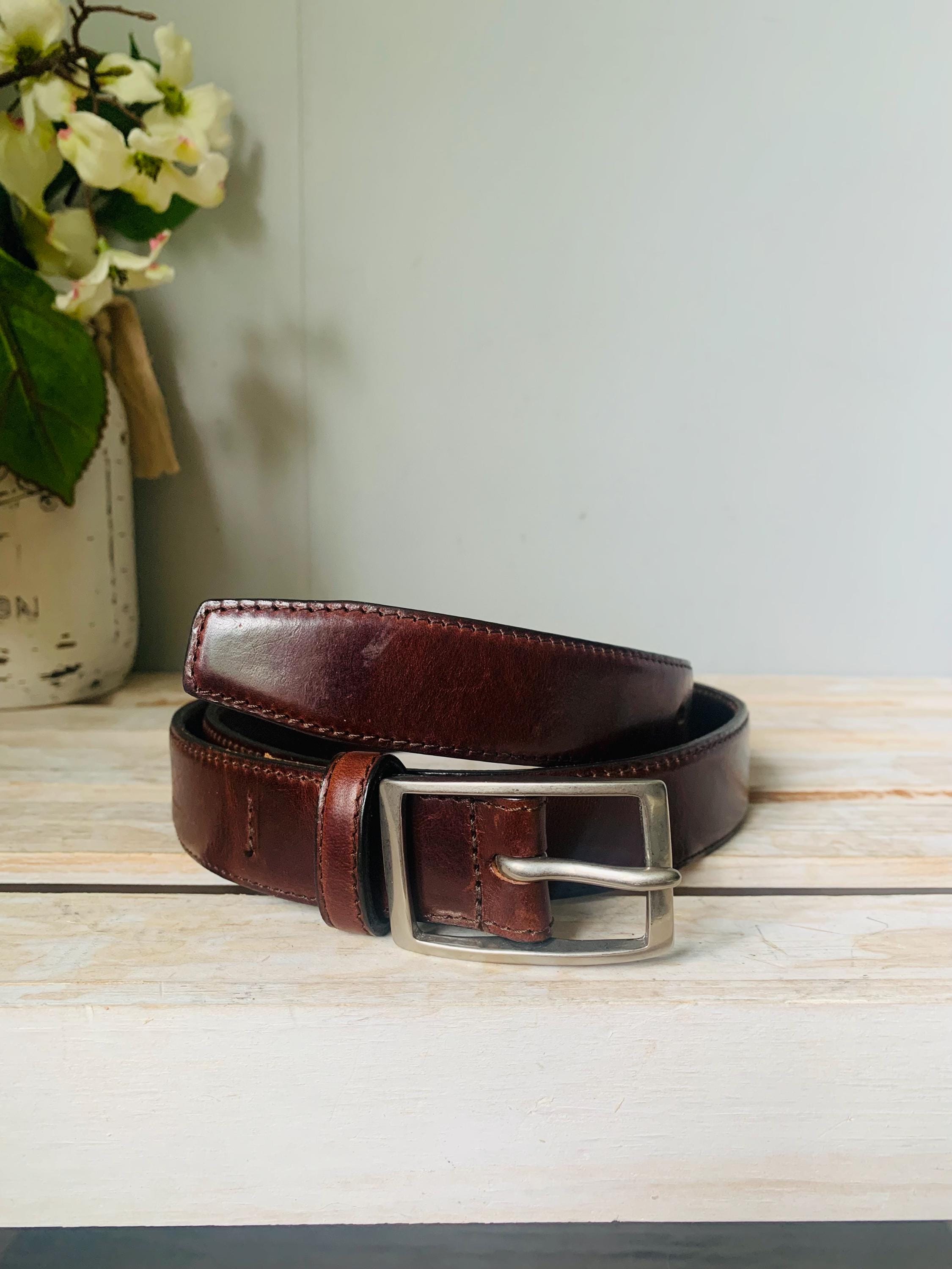 J. Crew Brown Leather Belt: Solid Brass Buckle, Size 32  display picture 2