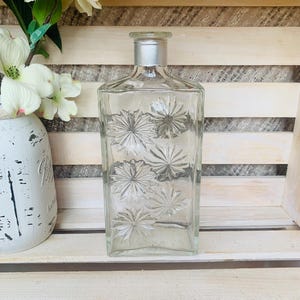 Vintage karaf 4 rozen whisky bourbon karaf leeg jaren 60 servies madeliefjepatroon