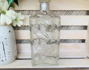 Vintage Decanter 4 Roses Whiskey Bourbon Decanter Empty 1960&#39;s Barware Daisy Pattern
