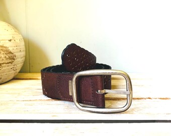 Abercrombie‎ & Fitch Brown Leather Woven Belt Sz. M/L Abercrombie & Fitch Woven Belt brown Leather Size S/M Moose  main image 4