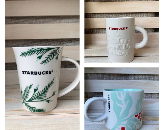 Set of Starbucks Holiday Mugs, 3 Christmas Coffee Cups Starbucks Lot Etsy