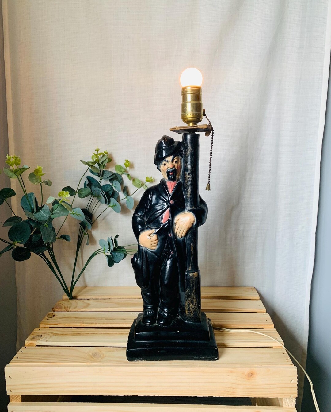 Vintage Bar Lamp Drunk Leaning on Lamp Post Tested Works No Shade Some ...