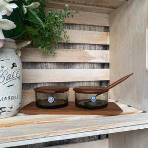 Vintage Karl Homberg Danish Teak & Glass Condiment Set: MCM Luthje Design