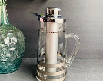 Vintage Gilley Chill-It Martini Cocktail Pitcher Chrome Lid 1960’s MCM Barware